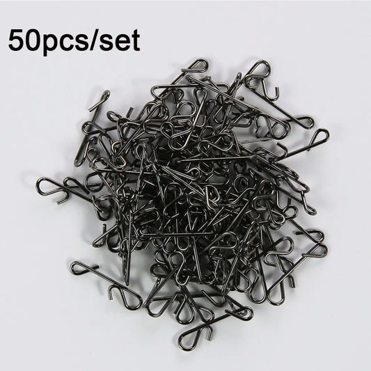 50 pcs Minfishing Fishing Snap Stainless Steel Knotless Connectors Fishing Line Wire Connector Fishing Pin for Carp Fishing