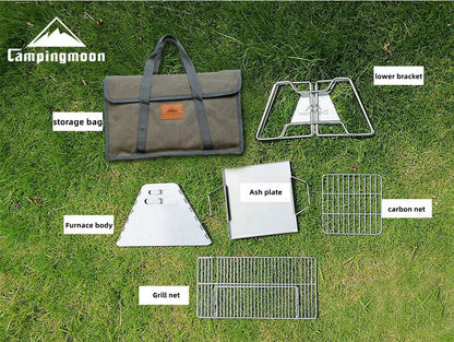 Steel Folding Portable BBQ Grill Stove Campingmoon MT-2  Outdoor Camping Picnic Set Camping Barbecue Rack Wild Frontier Gear LLC