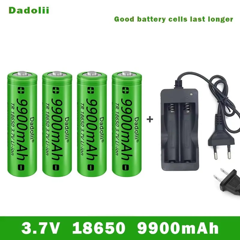18650 Battery Rechargeable Battery 3.7V 18650 9800mAh Capacity Li-ion Rechargeable Battery For Flashlight Torch Battery+Charger Wild Frontier Gear LLC