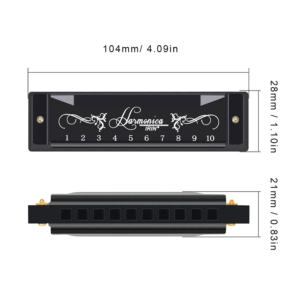 10 Hole 20 Tone Stainless Steel Cover Harmonica C Key Educational Music Harmonica for Beginners/Students/ Teaching/Friends Gift Wild Frontier Gear LLC