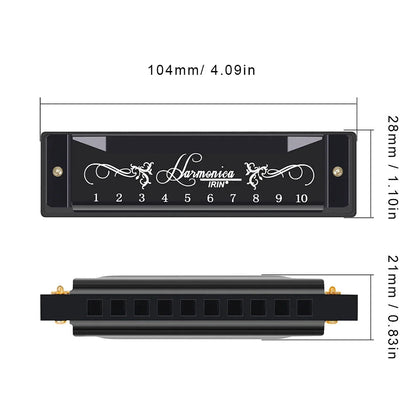 10 Hole 20 Tone Stainless Steel Cover Harmonica C Key Educational Music Harmonica for Beginners/Students/ Teaching/Friends Gift Wild Frontier Gear LLC