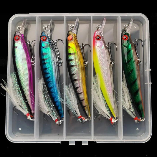 Aorace 5-Pack Laser 3D Bionic Minnow Fishing Lures - 13.3g Hard Bait with Feather Treble Hooks for Optimal Performance - Wild Frontier Gear LLC