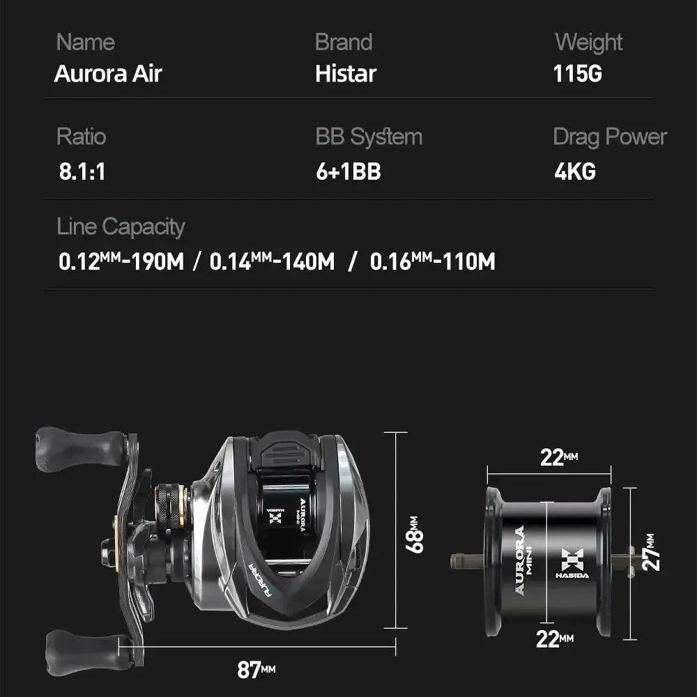 Histar Aurora AIR 115G Ultra Light Baitcasting Reel with 3D Dynamic Magnetic Braking System - Wild Frontier Gear LLC