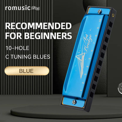 Blues Harmonica Mouth Organ 10 Hole C Key with Case, Diatonic Harmonica for Professional Player, Beginner, Students gifts, Adult Wild Frontier Gear LLC