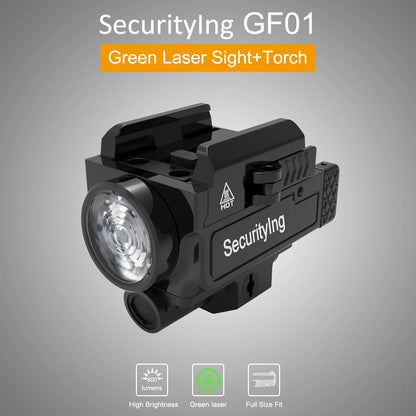 SecurityIng GF01 800 Lumen Rechargeable Mini Flashlight for Rail with 3 Modes Light IPX-6 Waterproof Rechargeable Flashlight