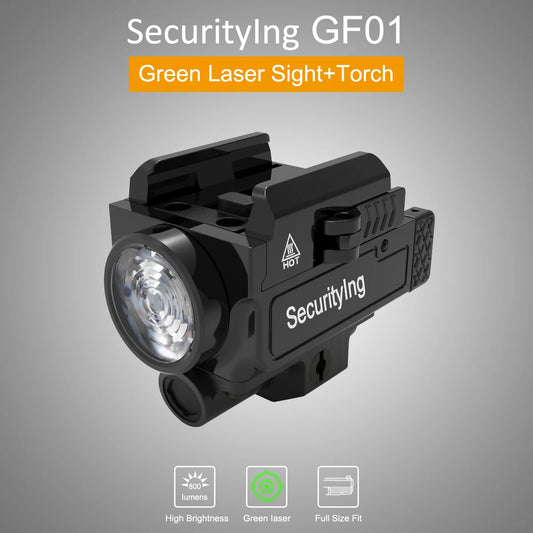 SecurityIng GF01 800 Lumen Rechargeable Mini Flashlight for Rail with 3 Modes Light IPX-6 Waterproof Rechargeable Flashlight