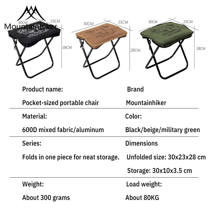 Mountainhiker camping portable folding stool ultra-light aluminum alloy storage chair mini fishing chair picnic light furniture - Wild Frontier Gear LLC