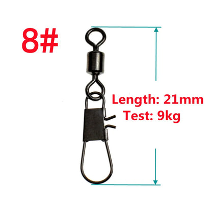 50pcs Fishing Swivels Interlock Snap Pin Ball Bearing Swivel Rolling Solid Rings Connector