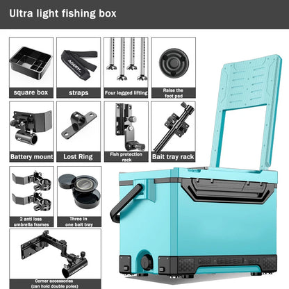 Fishing Tool Accessories Set Table Box 32L Large Capacity PP Material Insulation Live Fish Box Multifunctional Fishing Box