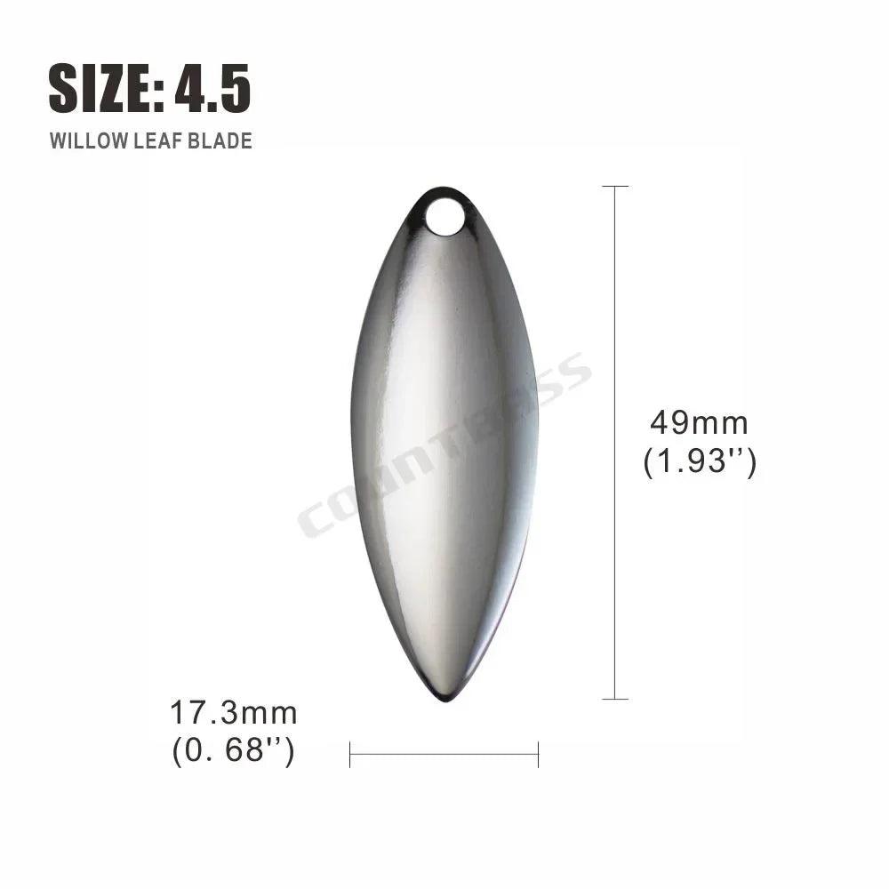 Countbass 50pcs Nickel-Plated Steel Willow Spinner Blades for DIY Fishing Lures - Smooth Finish, Perfect for Tackle Craft - Wild Frontier Gear LLC