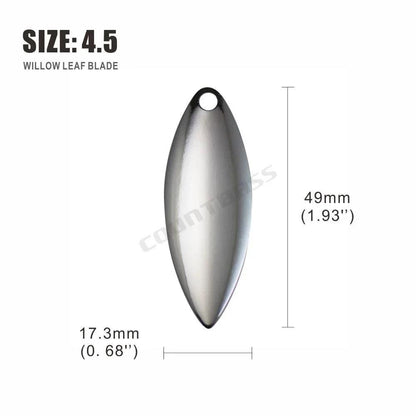 Countbass 50pcs Nickel-Plated Steel Willow Spinner Blades for DIY Fishing Lures - Smooth Finish, Perfect for Tackle Craft - Wild Frontier Gear LLC