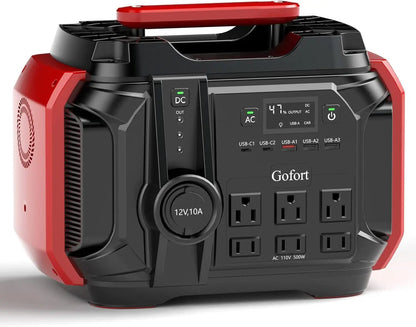 Portable Power Station 540Wh/500W(Peak 1000W) 6 x AC 110V Outlets PD 60W Portable Solar Generator CPAP Battery Power Outage Wild Frontier Gear LLC