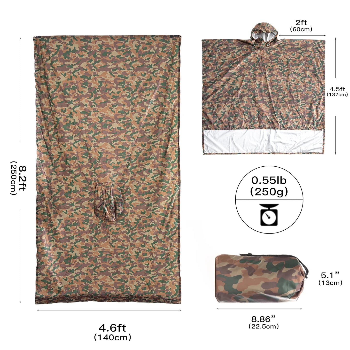 3 In 1 Outdoor Military Waterproof Raincoat Rain Coat Men Raincoat Women Awning From The Rain Motorcycle Rain Poncho Picnic Mat