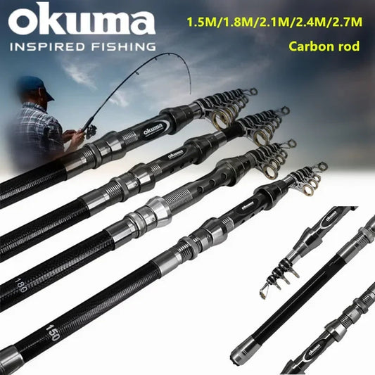 OKUMA New Carbon Rock Rod 1.5M/1.8M/2.1M/2.4M/2.7M Ceramic Guide Ring Water Drop Spinning Wheel Fishing Rod Wild Frontier Gear LLC