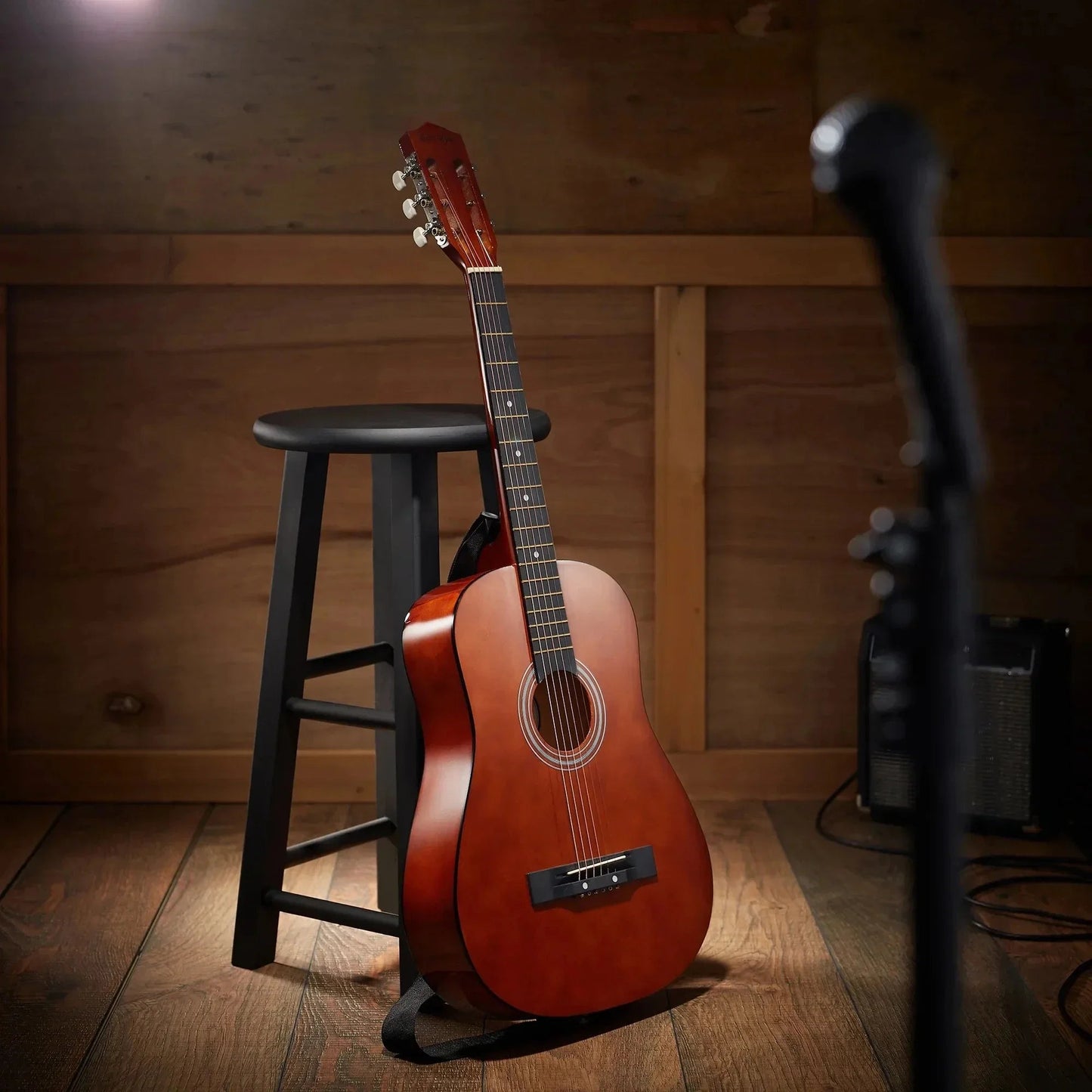 38Inch Beginner Acoustic Guitar Starter Package, Black Wild Frontier Gear LLC