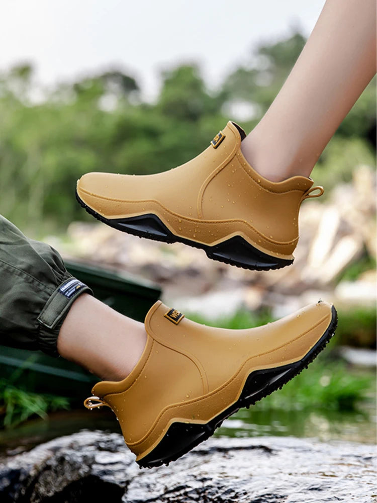 Rain Shoes Ankle Waterproof Shoes Women Rain Boots Men Anti-slip Wear-resistant Plush Fashion Kitchen Work Boots Summer Winter - Wild Frontier Gear LLC