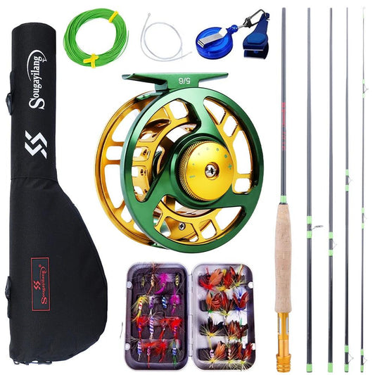 Sougayilang Fly Fishing Rod and Reel Full Kit 5sections Carbon Fly Fishing Rod and 5/6 Reel Perch Fly Fishing Suitable for Pesca - Wild Frontier Gear LLC