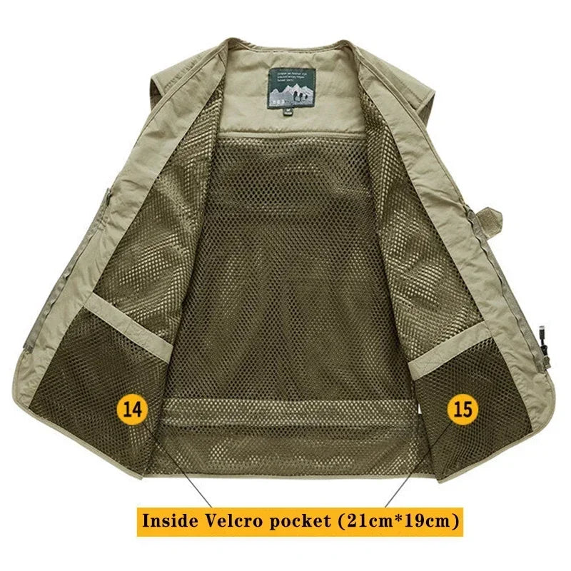 7XL 14 Pockets Summer New Men US Tactical Hiking Fishing Vest Man Photographer Waistcoat Mesh Cargo Sleeveless Jacket Tool Vest - Wild Frontier Gear LLC
