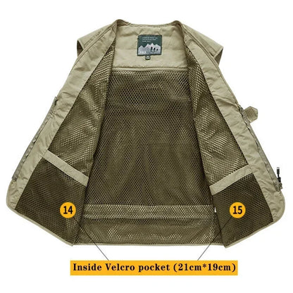 7XL 14 Pockets Summer New Men US Tactical Hiking Fishing Vest Man Photographer Waistcoat Mesh Cargo Sleeveless Jacket Tool Vest - Wild Frontier Gear LLC