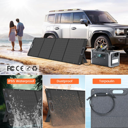 200W ETFE Flexible Foldable Solar Panel 100W Camping Portable Folding Solar Panel Kit High Efficience Travel&Phone&Boat&RV 20.5V Wild Frontier Gear LLC