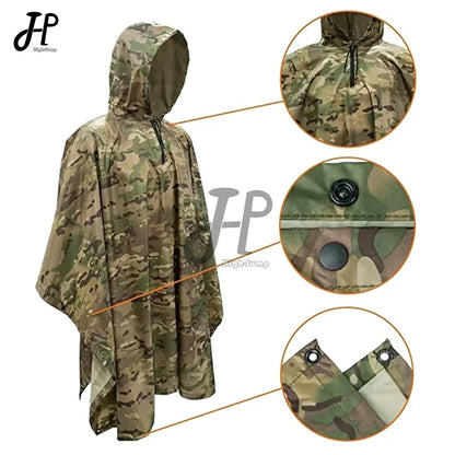 CP Military Poncho Rainwear 210T Nylon+PVC Waterproof Fabric Rainwear Camouflage War Game Hunting Airsoft Accessories Rain Coat