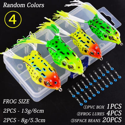 24PC 6g 8g 13g Lifelike Soft Small Jump Frog Engaging Bait Silicone Bait for Crap Fishing Lure Set Kit Gear Crankbait Tackle Box