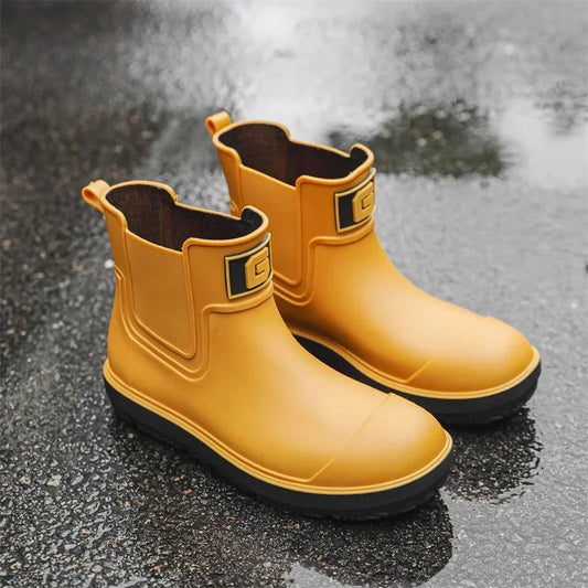Rain Boots Men Anti-slip Wear-resistant Plush Fashion Kitchen Autumn Winter New Rain Shoes Ankle Women Waterproof Shoes - Wild Frontier Gear LLC