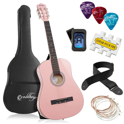38Inch Beginner Acoustic Guitar Starter Package, Black Wild Frontier Gear LLC