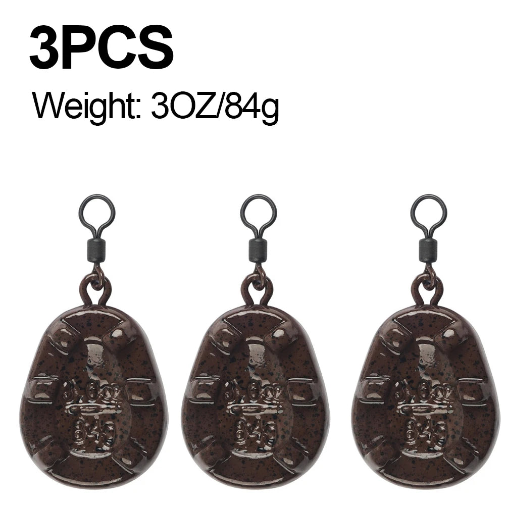 3Pcs Drop shot Carp Fishing weight Carp sinker with swivel for Catfish Surf Trolling jig lure fishing Tackle  2/2.5/3/3.5/4OZ