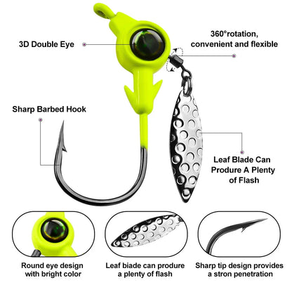 3pcs Jig Head Hook 3.5g 5g 7g 10g Fishing Hook Rotating Sequins Jig Lure Metal Spoons Hard Baits For Soft Worm Fishing Tackle