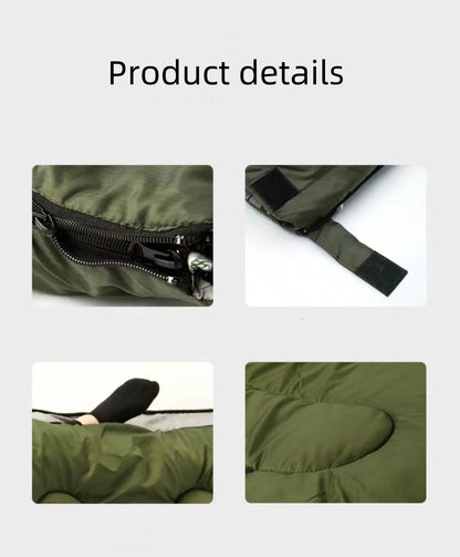 Two person warm sleeping bag for outdoor camping, hiking, sleeping bag with 2 pillows, three season warm portable sleeping bag