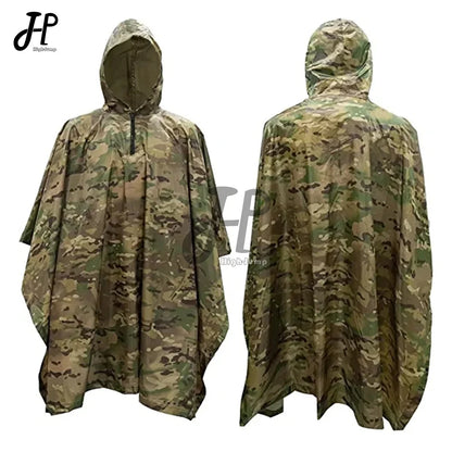 CP Military Poncho Rainwear 210T Nylon+PVC Waterproof Fabric Rainwear Camouflage War Game Hunting Airsoft Accessories Rain Coat