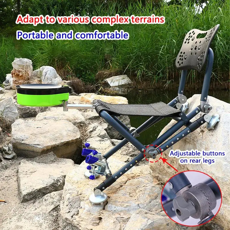 Portable Four-leg Fishing Chair Folding Fish Chair 180 Degree Adjustable Backrest Recliner Aluminum Alloy Camping Chair Stool - Wild Frontier Gear LLC