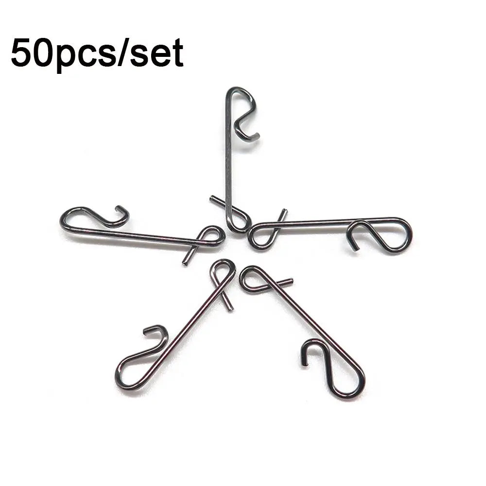 50 pcs Minfishing Fishing Snap Stainless Steel Knotless Connectors Fishing Line Wire Connector Fishing Pin for Carp Fishing