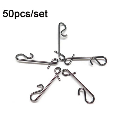 50 pcs Minfishing Fishing Snap Stainless Steel Knotless Connectors Fishing Line Wire Connector Fishing Pin for Carp Fishing
