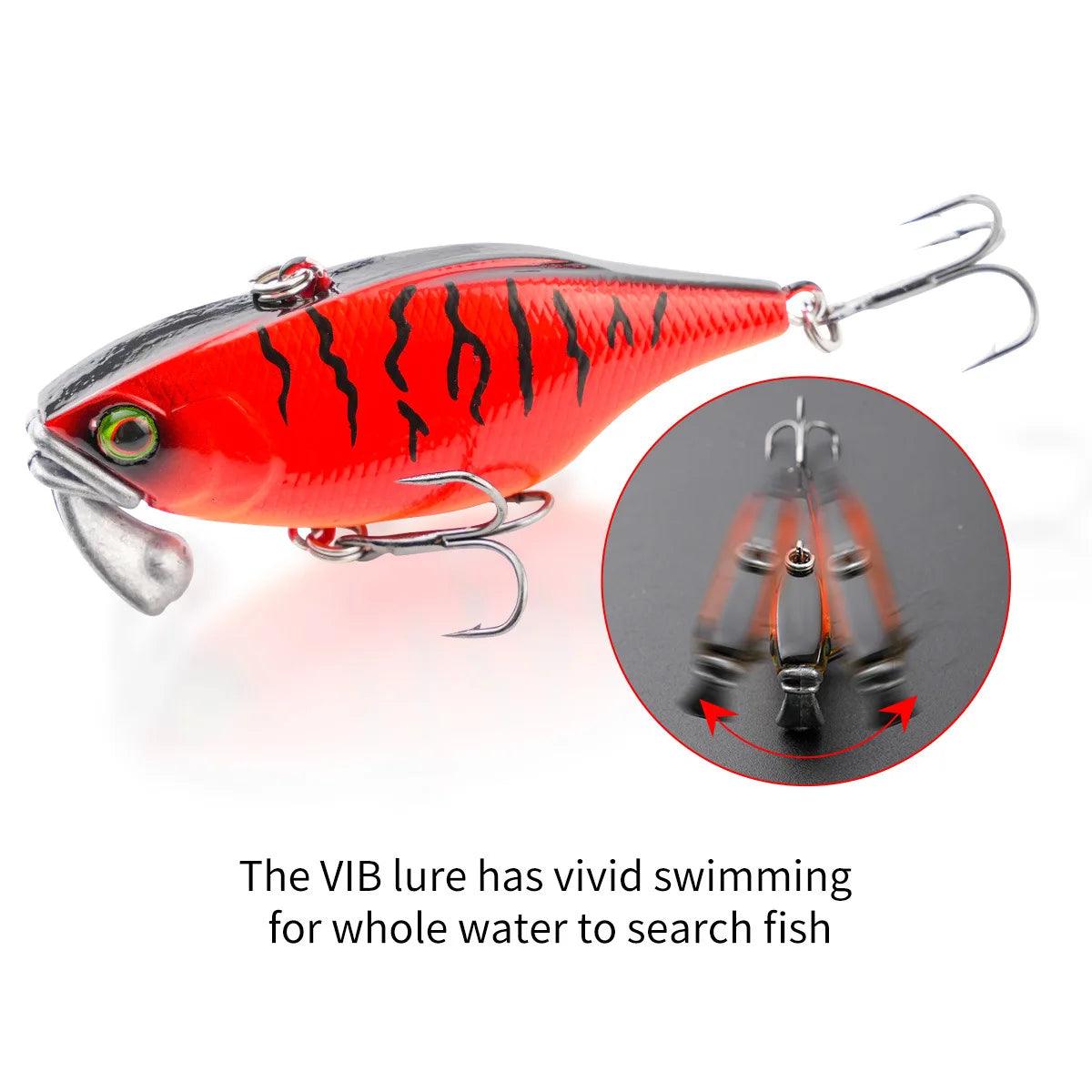 TeStar 60mm 18g Long-Casting Vibration Fishing Lure with 3D Eyes - Artificial Wobbler for Bass and Trout - Wild Frontier Gear LLC