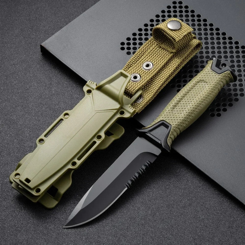 high-quality Stainless Steel Tactical Knife, Wilderness Survival Knife, Portable Self-Defense Straight Knife Set