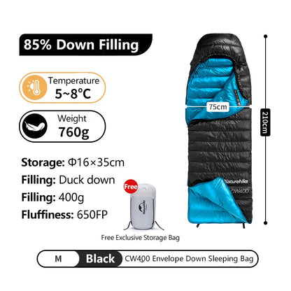 Naturehike CW400 CW700 Sleeping Bag Lightweight Duck Down Winter Thick Warm Ultralight Outdoor Hiking Camping Travel Equipment Wild Frontier Gear LLC