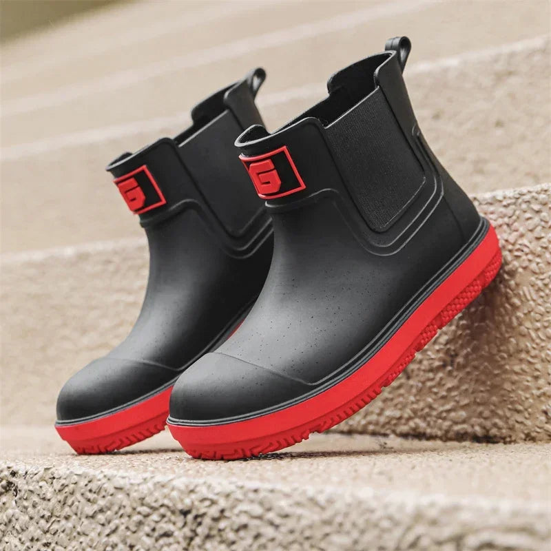 Rain Boots Men Anti-slip Wear-resistant Plush Fashion Kitchen Autumn Winter New Rain Shoes Ankle Women Waterproof Shoes - Wild Frontier Gear LLC