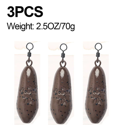 3Pcs Drop shot Carp Fishing weight Carp sinker with swivel for Catfish Surf Trolling jig lure fishing Tackle  2/2.5/3/3.5/4OZ