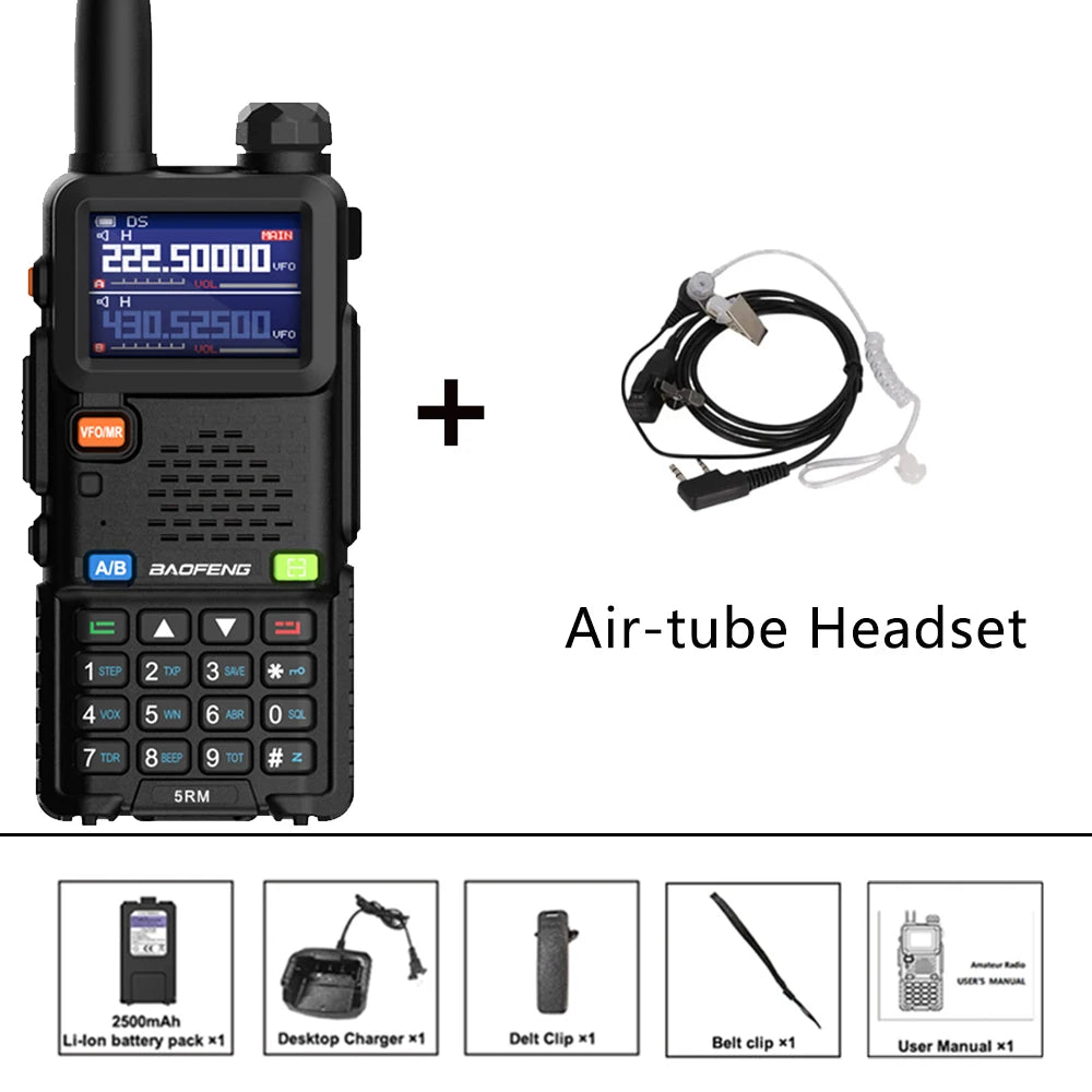 2024 New baofeng 5RM 8W multi-band handheld radio 2500mAh 999CH Type-C direct charging long range two-way radio