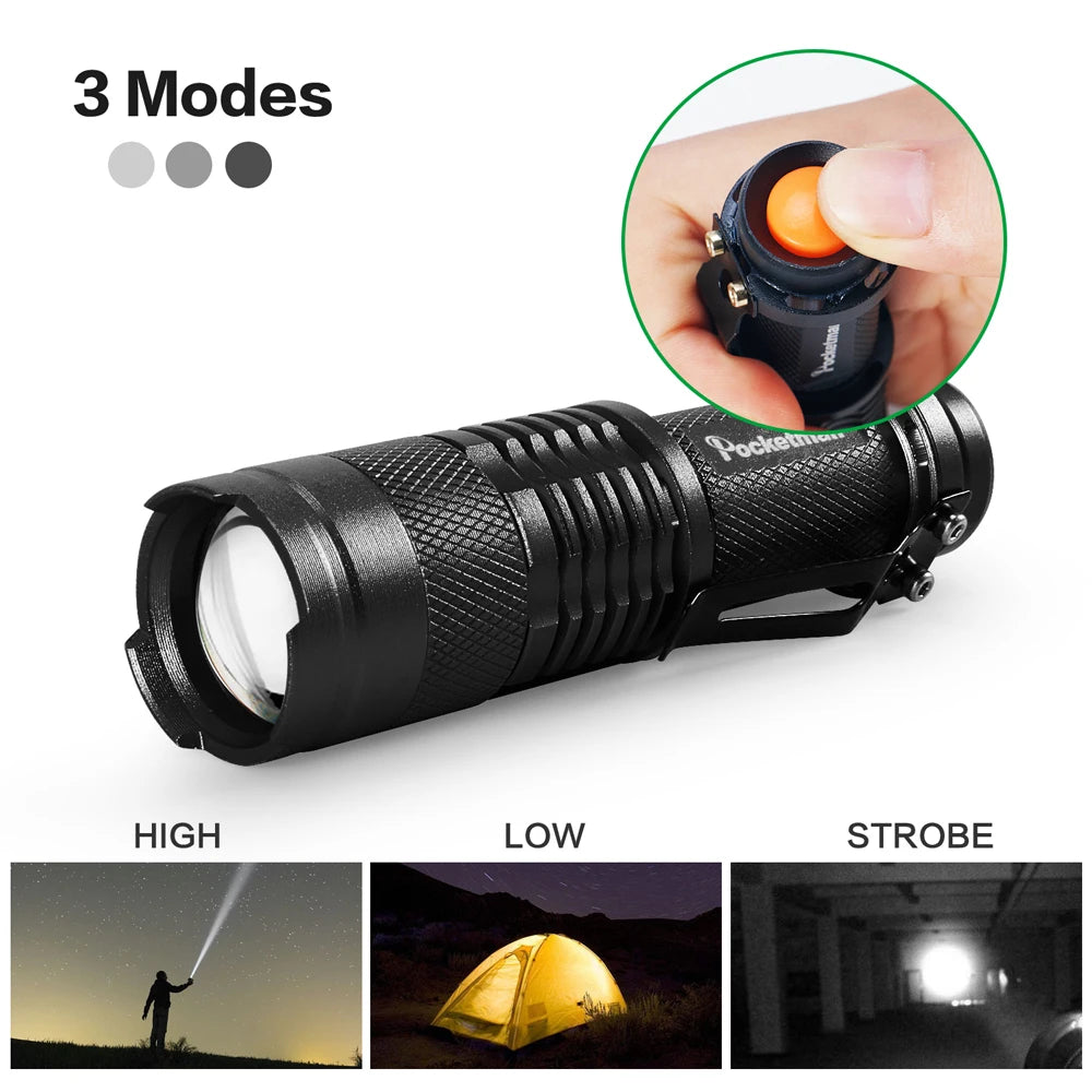 5 PCS Mini Brightest Led Flashlight Tactical Flashlights Powerful LED Torch  Zoomable Flashlamp Powered by AA batteries or 14500