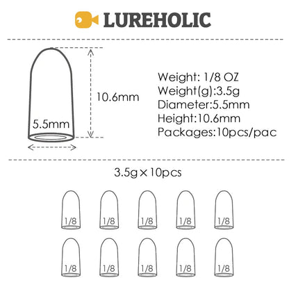 Lureholic Texas  Tungsten Sinkers Flipping Worm 1/16-2 OZ Bullet Weights Columnar 3.5-56g Bass Fishing Lures Accessories Wild Frontier Gear LLC