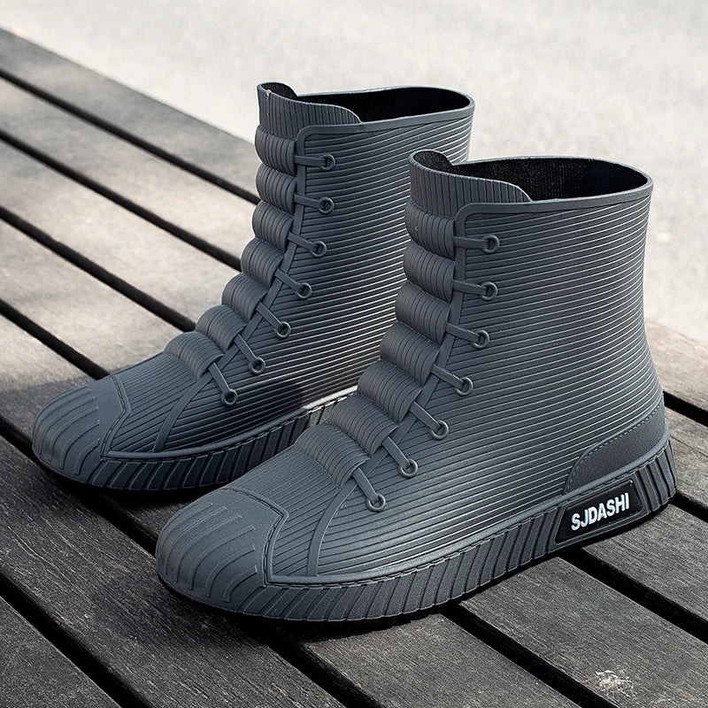 Versatile Casual Short-barreled Waterproof Shoes Men Women Lined With Fleece Warmth Anti-slip Wear-resistant Outdoors Rain Boots - Wild Frontier Gear LLC