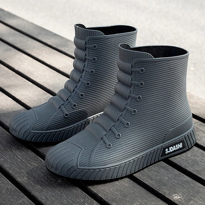 Versatile Casual Short-barreled Waterproof Shoes Men Women Lined With Fleece Warmth Anti-slip Wear-resistant Outdoors Rain Boots - Wild Frontier Gear LLC