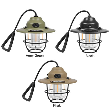 Camping Lamp 1200mAh Emergency Light Lantern Stepless Dimming Retro Atmosphere Chandelier Type C Charging  Fishing Hiking