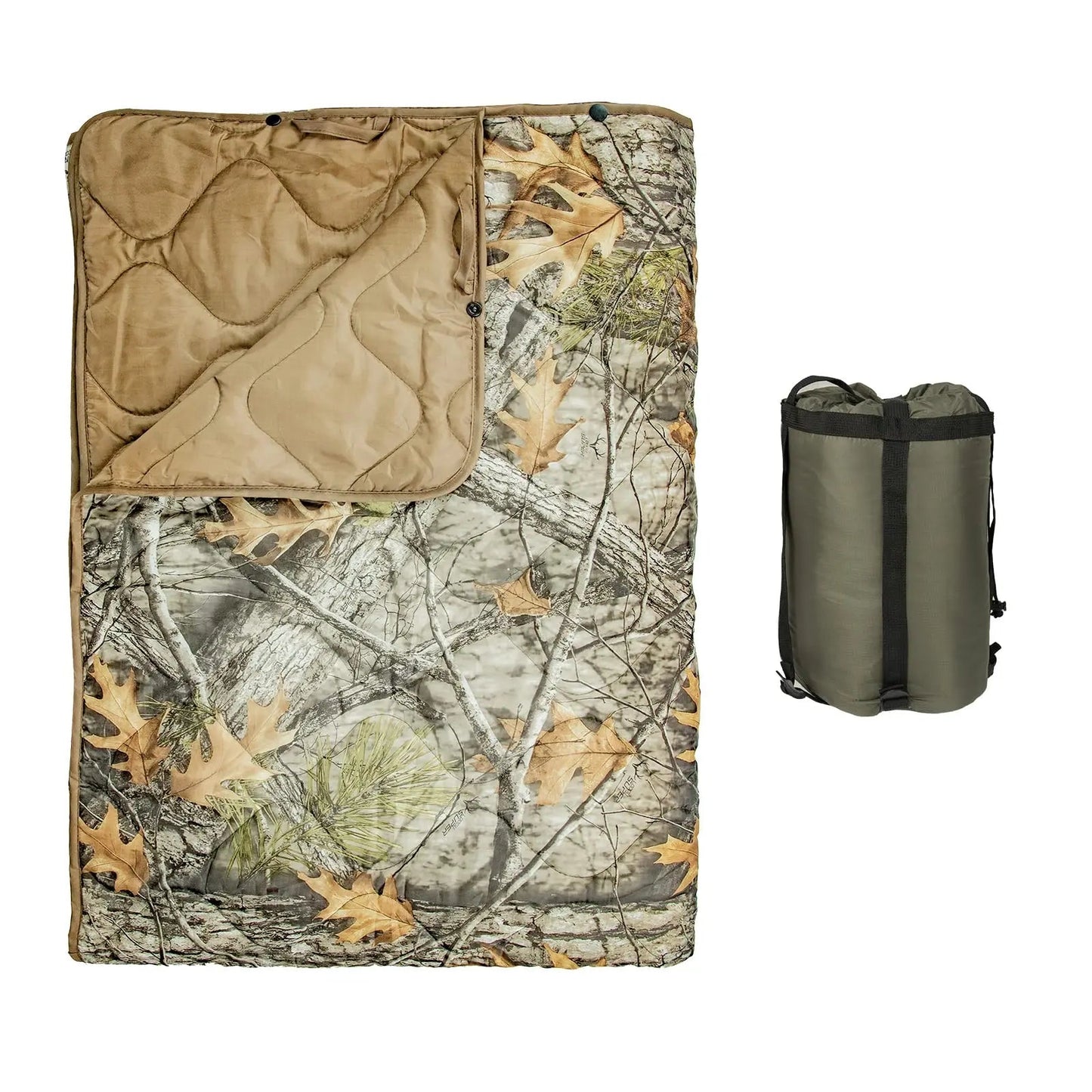 Vilead Maple Winter Warm Waterproof Quilt Wearable cape With Button Camo Woobie Blanket Waterproof Poncho Liner for Outdoor Camp Wild Frontier Gear LLC