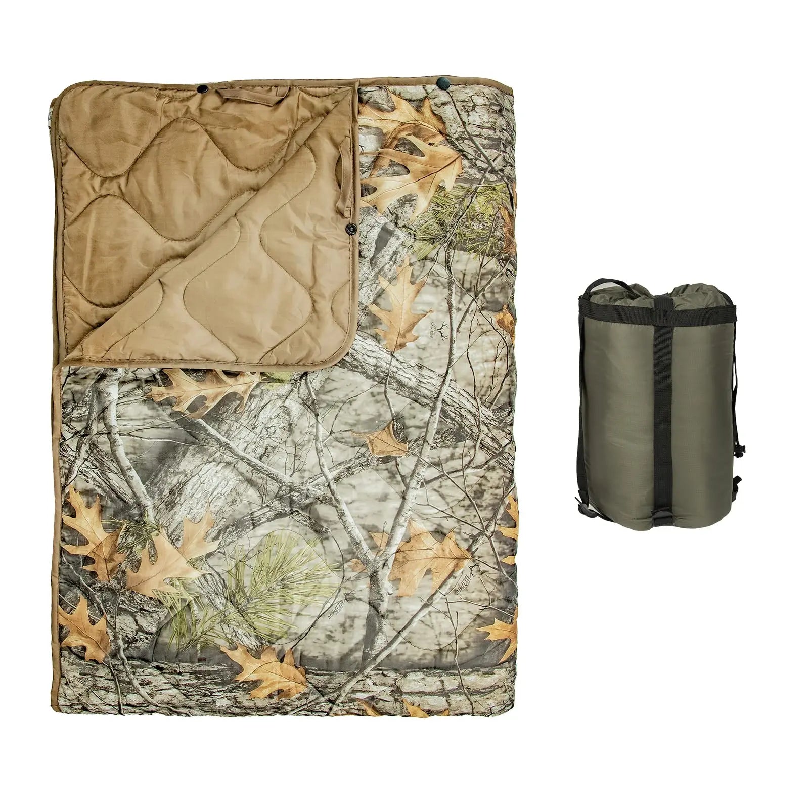 Vilead Maple Winter Warm Waterproof Quilt Wearable cape With Button Camo Woobie Blanket Waterproof Poncho Liner for Outdoor Camp Wild Frontier Gear LLC