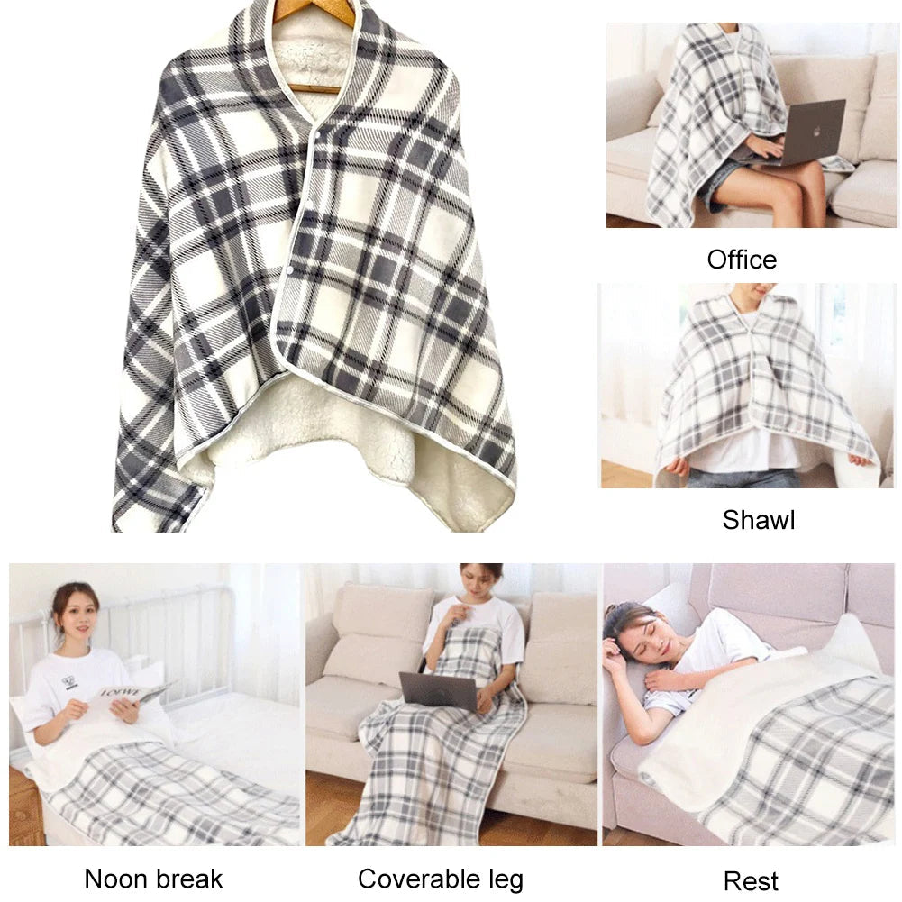 USB Charging Heated Blanket Shawl 3 Heating Levels Warm Carpet Wearable Electric Shawl for Outdoor Camping Home Office Sleeping Wild Frontier Gear LLC