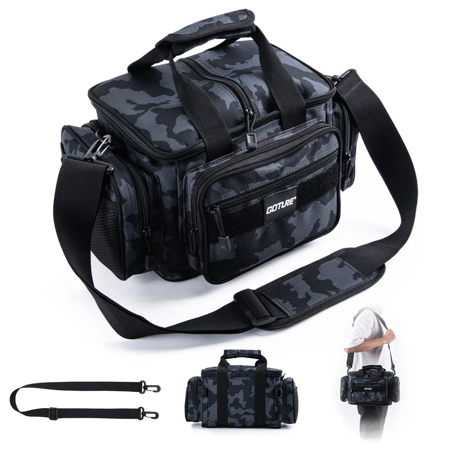 Goture Fishing Tackle Bags 38*23*19cm Shoulder Bag High capacity 600D Oxford cloth Outdoor Cycling Backpack Camping Picnic Bag